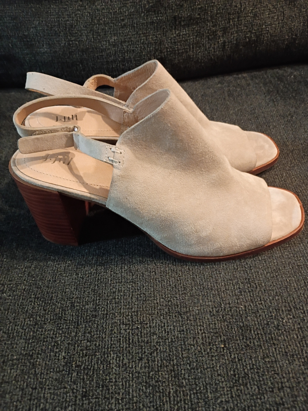 J. Jill Suede Open-Toe Slingback Sandals in Light Beige Size 10